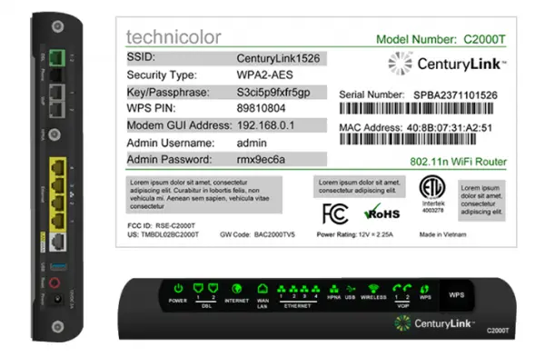 Technicolor C2000T Wireless ADSL/VDSL Modem for CenturyLink - Image 3